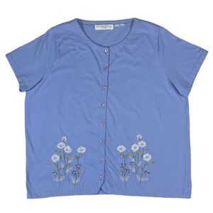 Victoria Jones Short Sleeve Top in Blue | Size XL